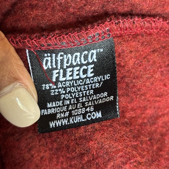 Kuhl Europa Alfpaca Fleece Quarter-Zip Sweater Maroon Size S Shearling - Picture 9 of 10